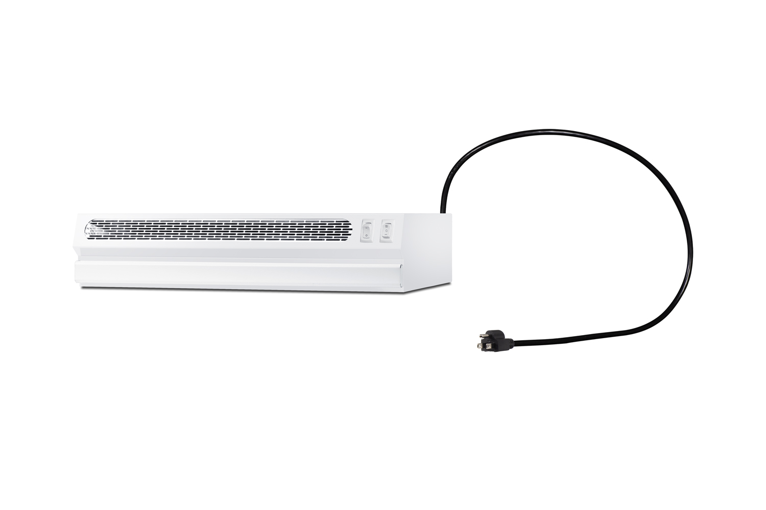 18 inch wide under cabinet retractable range hood for ductless use in white, made in the USA with power cord included